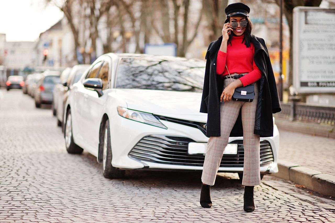 African american fashion girl in newsboy cap by ASphotostudio